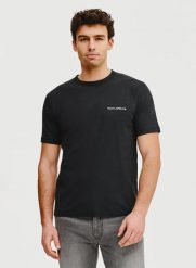 PAKO LORENTE – Czarny t-shirt męski. Czarne t-shirty męskie Pako Lorente, m, bez wzorów, z bawełny, bez kołnierzyka, bez ramiączek. Za 69.99 zł.
