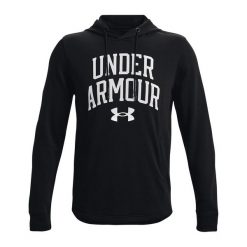 Bluza treningowa męska Under Armour Rival Terry Logo Crew. Czarne bluzy bez kaptura męskie Under Armour, m, bez wzorów, sportowe, bez ramiączek, bez kaptura. Za 141.00 zł.
