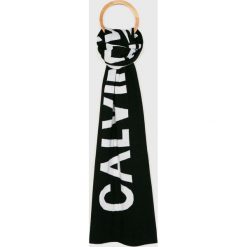 Calvin Klein - Szalik. Czarne szaliki męskie Calvin Klein, bez wzorów, z dzianiny. Za 279.90 zł.