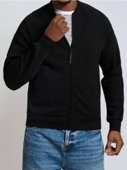 Bluza bomber - czarny. Czarne bluzy nierozpinane męskie Sinsay, l, bez wzorów, bez ramiączek, bez kaptura. Za 69.99 zł.