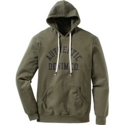 Bluza z kapturem i specjalnym krojem na wys. brzucha Regular Fit bonprix ciemnooliwkowy. Bluzy nierozpinane męskie bonprix. Za 69.99 zł.