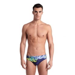 Kąpielówki Arena Splash Point Swim Briefs. Niebieskie kąpielówki męskie ARENA, m, bez wzorów, z materiału. Za 89.99 zł.