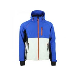Kurtka Peak Mountain Shoftshell. Białe kurtki męskie Peak Mountain, bez wzorów, sportowe, bez ramiączek, bez kaptura. W wyprzedaży za 436.00 zł.