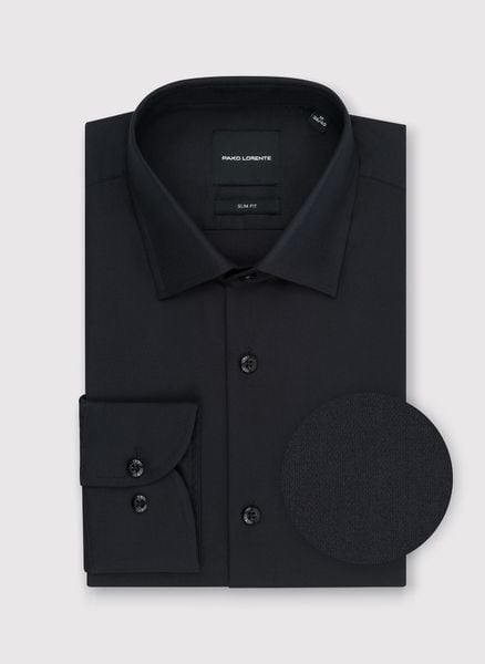 PAKO LORENTE - Czarna koszula męska. Czarne koszule męskie Pako Lorente, m, bez wzorów, z bawełny, bez kołnierzyka, bez ramiączek. Za 149.99 zł.