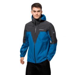 Kurtka wodoodporna Jack Wolfskin DNA Rhapsody. Niebieskie kurtki męskie Jack Wolfskin, m, bez wzorów, z syntetyku, sportowe, bez ramiączek, bez kaptura. Za 983.00 zł.