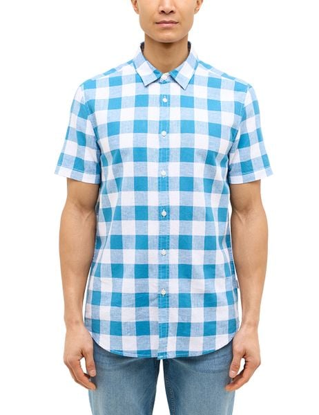 Męska koszula Mustang Style Berkeley Blue Big Vichy Check 1016471 12737. Niebieskie koszule męskie Mustang, m, bez wzorów, bez kołnierzyka, bez ramiączek. Za 169.99 zł.