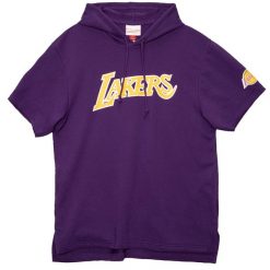 Sweatshirt bluza z krótkim rękawem Los Angeles Lakers. Fioletowe bluzy z kapturem męskie Mitchell & Ness, bez wzorów, z kapturem. Za 338.00 zł.