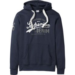 Bluza z kapturem bonprix ciemnoniebieski. Niebieskie bluzy nierozpinane męskie bonprix, m, bez wzorów, bez ramiączek, z kapturem. Za 79.99 zł.