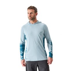 Koszulka wędkarska Caperlan Anty-UV Caperlan 500 UPF 50+. Niebieskie koszulki męskie z długim rękawem CAPERLAN, l, bez wzorów, z materiału, sportowe, bez kołnierzyka, bez ramiączek. Za 89.99 zł.