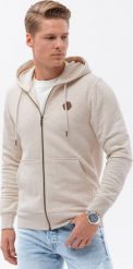 Ombre Rozpinana bluza męska HOODIE z przyjemnej dzianiny - kremowy melanż V1 OM-SSZP-0116 XXL. Białe bluzy rozpinane męskie Ombre, m, bez wzorów, z dzianiny, bez ramiączek, bez kaptura. Za 99.99 zł.