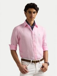 Polo Ralph Lauren Koszula 710968915002 Różowy Slim Fit. Czerwone koszule męskie Polo Ralph Lauren, l, bez wzorów, ze lnu, bez kołnierzyka, bez ramiączek. Za 629.99 zł.