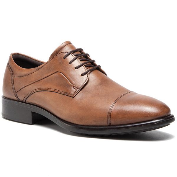 Półbuty ECCO. Brązowe eleganckie półbuty męskie ecco, wizytowe, bez obcasa, bez zapięcia. Za 489.99 zł.