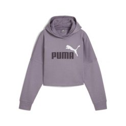 Młodzieżowa bluza o skróconym kroju z kapturem i logo Essentials PUMA. Fioletowa bluzy z kapturem męskie Puma, m, bez wzorów, z kapturem. Za 146.99 zł.