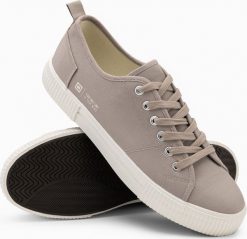 Ombre Klasyczne niskie trampki męskie BASIC - popielate V1 OM-FOTL-0145 43. Szare sztyblety męskie Ombre, bez obcasa, bez zapięcia. Za 69.99 zł.