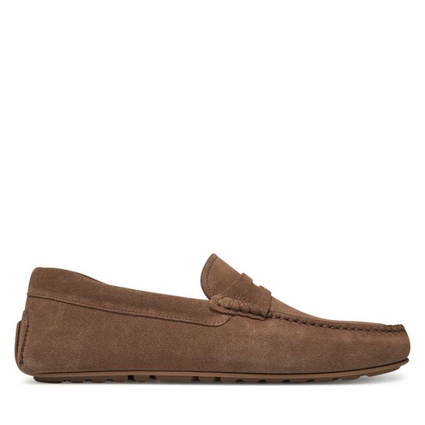 Mokasyny BOSS. Brązowe mokasyny męskie Boss, bez zapięcia. Za 889.99 zł.