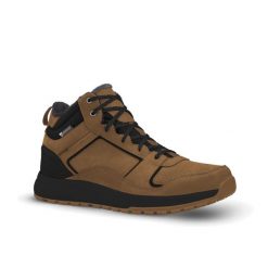 Buty turystyczne męskie Quechua SH500 Mid skóra wodoodporne. Brązowe buty trekkingowe męskie QUECHUA, na zimę, bez wzorów, ze skóry, bez zapięcia, trekkingowe. W wyprzedaży za 199.99 zł.