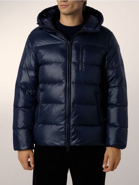 Pikowana kurtka z puchem - granatowy. Niebieskie kurtki męskie Reserved, l, bez wzorów, z puchu, bez ramiączek, bez kaptura. Za 499.99 zł.