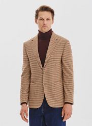 PAKO LORENTE - Beżowa marynarka w pepitkę. Brązowe marynarki męskie Pako Lorente, m, bez wzorów, z elastanu. Za 799.99 zł.