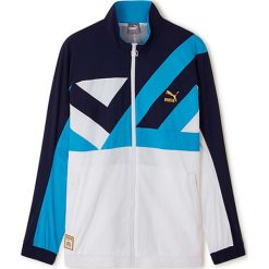 Kurtka "Olympique Marseille" w kolorze biało-granatowo-niebieskim. Kurtki męskie marki Puma. W wyprzedaży za 128.95 zł.