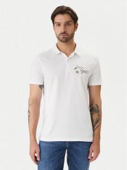 Guess Polo F6GP01 K8FQ4 Biały Regular Fit. Białe koszulki polo męskie Guess, m, z aplikacjami, z bawełny, bez kołnierzyka, bez ramiączek. Za 219.99 zł.