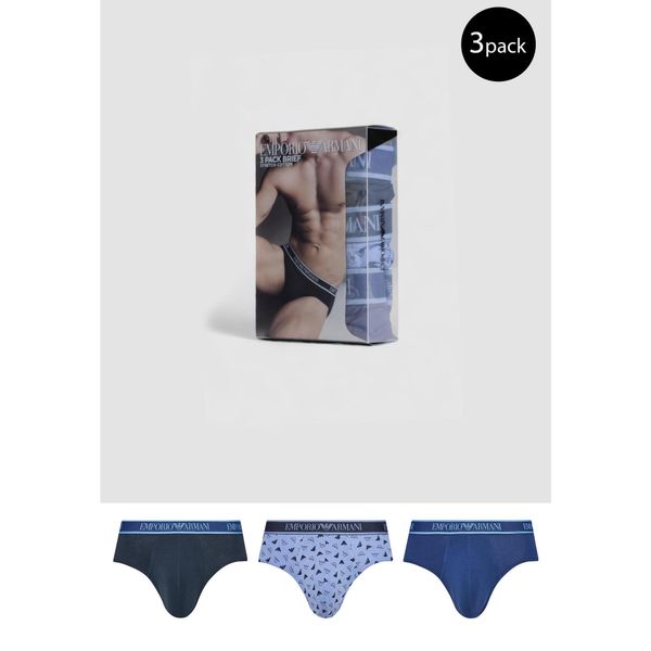 Slipy Mężczyzna EMPORIO ARMANI CONNECTED 3 PACK BRIEF. Niebieskie slipki męskie Emporio Armani Connected, m, bez wzorów, z bawełny. W wyprzedaży za 177.45 zł.