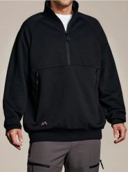 Bluza pullover - czarny. Czarne bluzy nierozpinane męskie Sinsay, l, bez wzorów, bez ramiączek, bez kaptura. Za 69.99 zł.