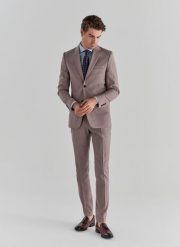 PAKO LORENTE – Różowe spodnie garniturowe P22SP-6G-003-W-S. Czerwone eleganckie spodnie męskie Pako Lorente, bez wzorów, z wełny, eleganckie. Za 149.99 zł.