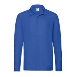 Męska Koszulka Polo Premium Z Długim Rękawem. Niebieskie koszulki polo męskie Fruit of the Loom, l, bez wzorów, bez kołnierzyka, bez ramiączek. Za 68.99 zł.