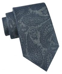 Klasyczny Krawat Męski - Chattier - Granat z Grafitem, Duże Paisley. Niebieskie krawaty i muchy męskie Chattier, bez wzorów, z tkaniny, eleganckie. Za 49.00 zł.