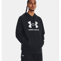 Bluza fitness męska Under Armour Rival Fleece Logo HD. Zielone bluzy nierozpinane męskie Under Armour, m, bez wzorów, sportowe, bez ramiączek, bez kaptura. Za 186.00 zł.