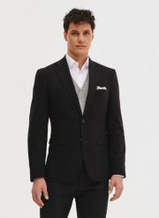 PAKO LORENTE - Czarna marynarka męska. Czarne marynarki męskie Pako Lorente, m, bez wzorów, z elastanu. Za 449.99 zł.