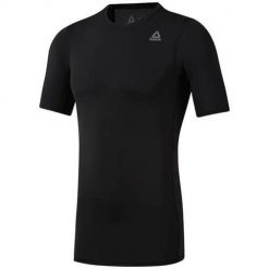 Koszulka treningowa męska Reebok Wor Logo Compression. Czarne bielizna termoaktywna męska Reebok, m, bez wzorów, bez ramiączek, do biegania. Za 189.99 zł.