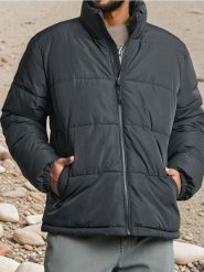 Kurtka puffer - szary. Szare kurtki męskie Sinsay, l, bez wzorów, bez ramiączek, bez kaptura. Za 99.99 zł.
