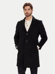 Tommy Hilfiger Płaszcz wełniany MW0MW40768 Czarny Regular Fit. Czarne płaszcze męskie Tommy Hilfiger, na zimę, m, bez wzorów, z wełny, bez kaptura. Za 1,799.00 zł.