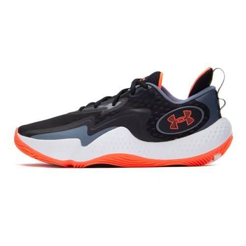 Buty treningowe męskie Under Armour Spawn 5. Czarne buty treningowe męskie Under Armour, bez wzorów, z gumy, bez zapięcia, do koszykówki. Za 459.99 zł.