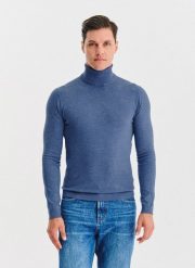 PAKO LORENTE - Golf męski w niebieskim kolorze. Niebieskie swetry męskie Pako Lorente, bez wzorów, z nylonu, bez kołnierzyka, bez ramiączek. Za 119.99 zł.