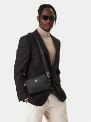 Guess Saszetka HMMISA P6150 Czarny. Czarne saszetki męskie Guess, z aplikacjami, ze skóry. Za 329.99 zł.