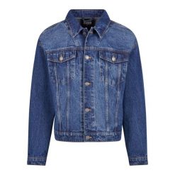 Kwadratowa kurtka dżinsowa Urban Classics Heavy Ounce. Niebieskie kurtki męskie Urban Classics, m, bez wzorów, klasyczne, bez ramiączek, bez kaptura. W wyprzedaży za 232.00 zł.