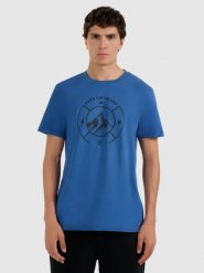 4F T-shirt regular z nadrukiem męski - niebieski 3XL. Niebieskie t-shirty męskie 4f, m, bez wzorów, z materiału, bez kołnierzyka, bez ramiączek. Za 59.99 zł.