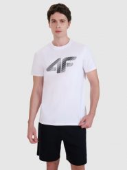 4F T-shirt regular z nadrukiem męski - biały 3XL. Białe t-shirty męskie 4f, m, bez wzorów, z bawełny, bez kołnierzyka, bez ramiączek. Za 59.99 zł.