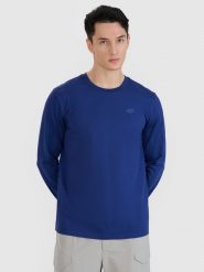 4F Longsleeve regular gładki męski - granatowy M. Niebieskie koszulki męskie z długim rękawem 4f, m, bez wzorów, z bawełny, klasyczne, bez kołnierzyka, bez ramiączek. Za 69.99 zł.