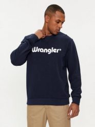 MESKA BLUZA WRANGLER LOGO CREW SWEAT NAVY 112350539. Niebieskie bluzy nierozpinane męskie Wrangler, m, bez wzorów, bez ramiączek, bez kaptura. Za 169.99 zł.
