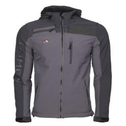 Kurtka wędkarska Taimen Arigiin softshell - Ciemnoszara. Szare kurtki męskie TAIMEN, m, bez wzorów, z softshellu, bez ramiączek, bez kaptura. Za 399.00 zł.