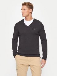 Tommy Jeans Sweter Essential DM0DM19429 Czarny Slim Fit. Czarne kardigany męskie Tommy Jeans, l, bez wzorów, z bawełny, bez ramiączek. Za 199.99 zł.