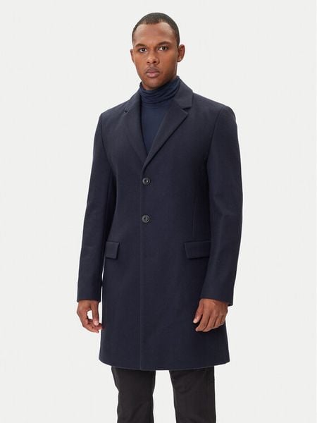 HUGO Płaszcz wełniany Migor2541 50546528 Granatowy Slim Fit. Niebieskie płaszcze męskie Hugo, na zimę, m, bez wzorów, z wełny, bez kaptura. Za 1,049.99 zł.