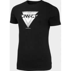 T-Shirt męski TSM203 - głęboka czerń. Czarne t-shirty męskie 4f, m, bez wzorów, bez kołnierzyka, bez ramiączek. Za 49.99 zł.
