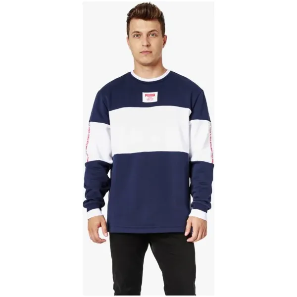 Puma Bluza Rebel Block Crew Fl , granatowy, rozmiar L. Niebieskie bluzy nierozpinane męskie Puma, l, bez wzorów, z bawełny, sportowe, bez ramiączek, bez kaptura. W wyprzedaży za 129.99 zł.