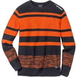 Sweter Regular Fit bonprix ciemnopomarańczowo-antracytowy melanż w paski. Swetry męskie marki bonprix. Za 109.99 zł.