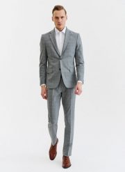 PAKO LORENTE – Szare spodnie garniturowe z wełną. Szare eleganckie spodnie męskie Pako Lorente, bez wzorów, z elastanu. Za 399.99 zł.