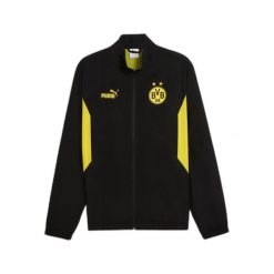 Kurtka Archive Domicile Borussia Dortmund 2024/25. Czarne kurtki męskie Puma, bez wzorów, sportowe, bez ramiączek, bez kaptura. W wyprzedaży za 237.50 zł.